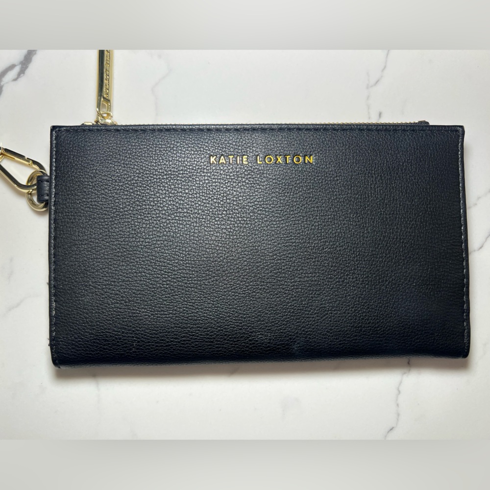Katie Loxton Arden Large Wristlet Wallet – Black Vegan Leather, NWOT